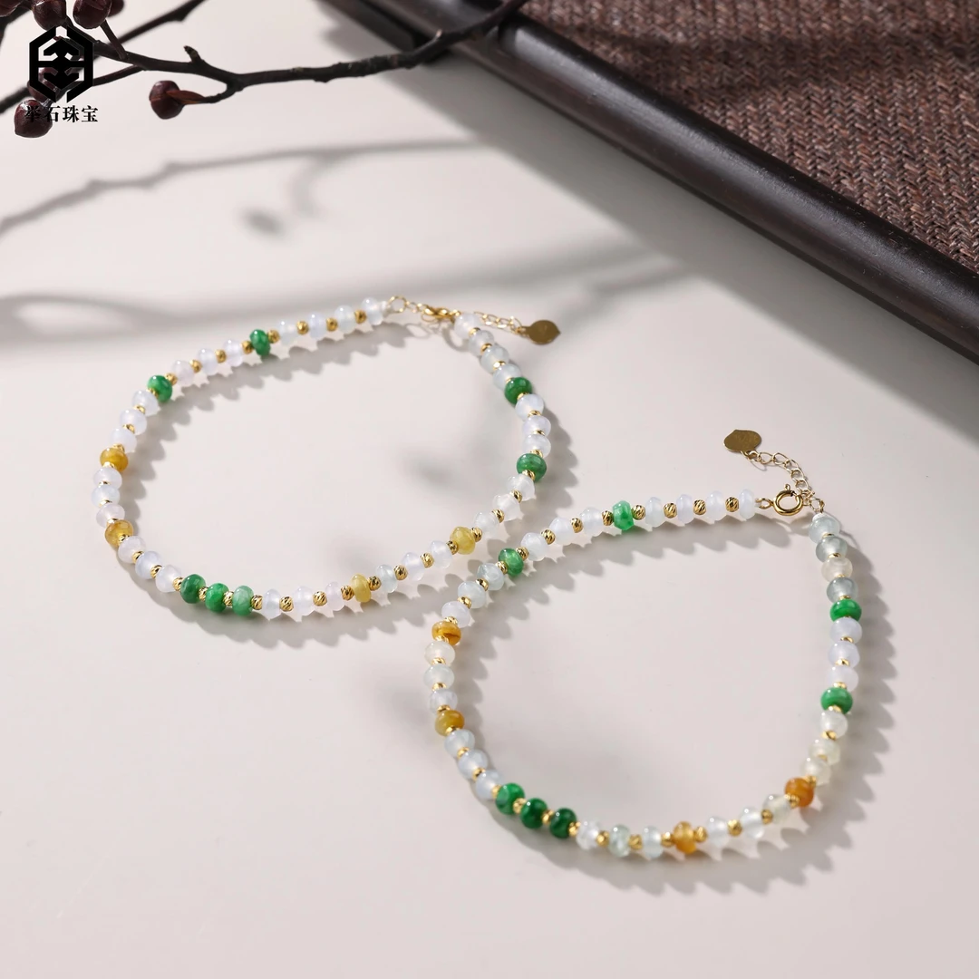 【举石珠宝】T0103-405-63翡翠手链18K（一件/多样性发/约3mm+）K