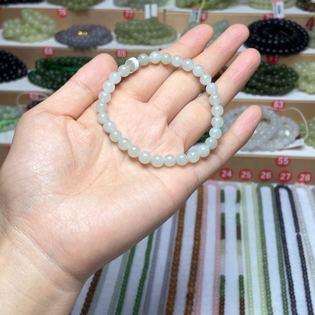 和田玉未镶嵌手链6mm