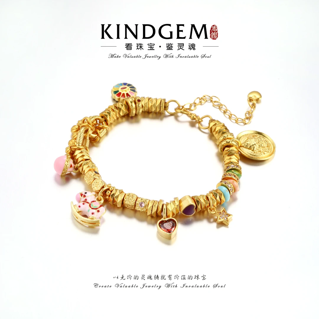 铜合金锆石手链 复古梦幻小马盘缠可爱百搭手链（20cm）C-33063