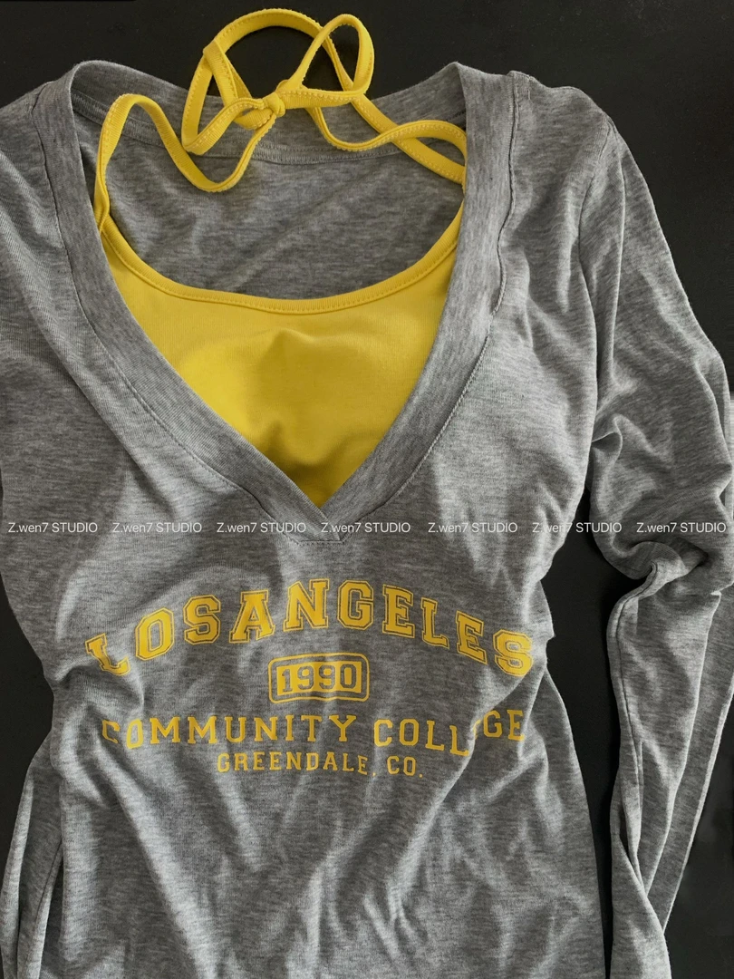 2025夏季新款  字母挂脖防晒两件套 美式辣妹