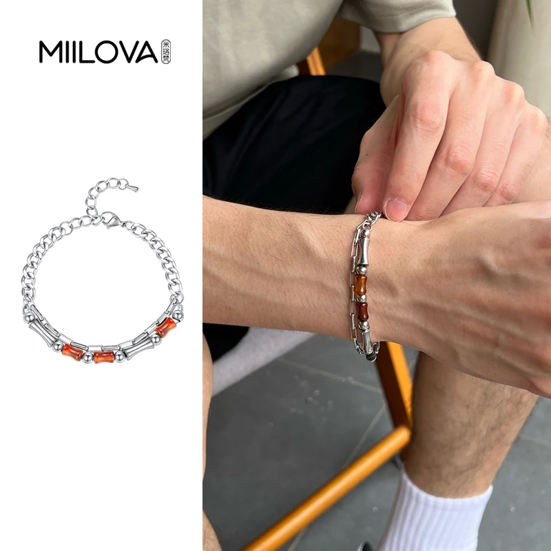 钛钢手链 嘻哈个性手链男百搭街头冷淡风手环潮小众酷手饰品男士