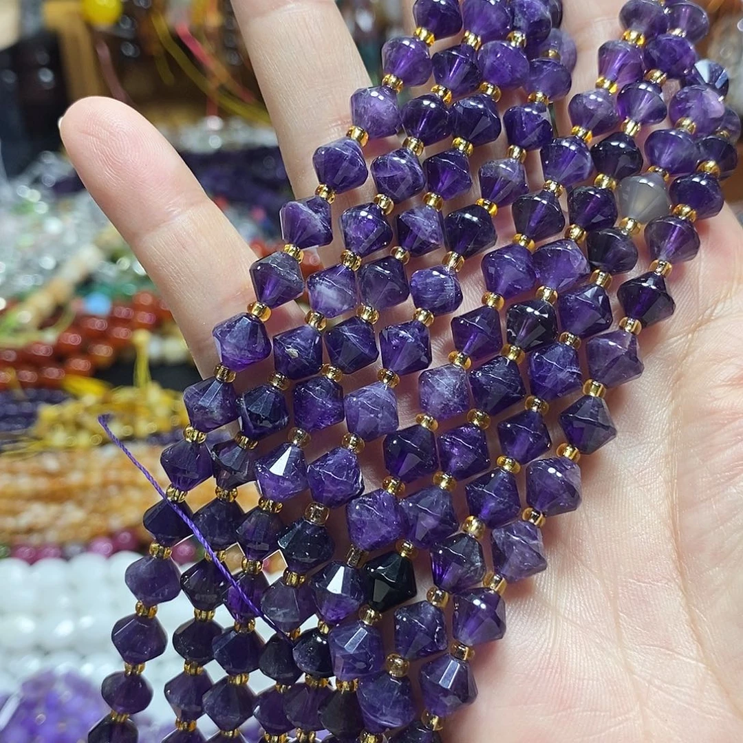 玛瑙/玉髓未镶嵌珠宝半成品紫水晶铃铛一条卡8mm