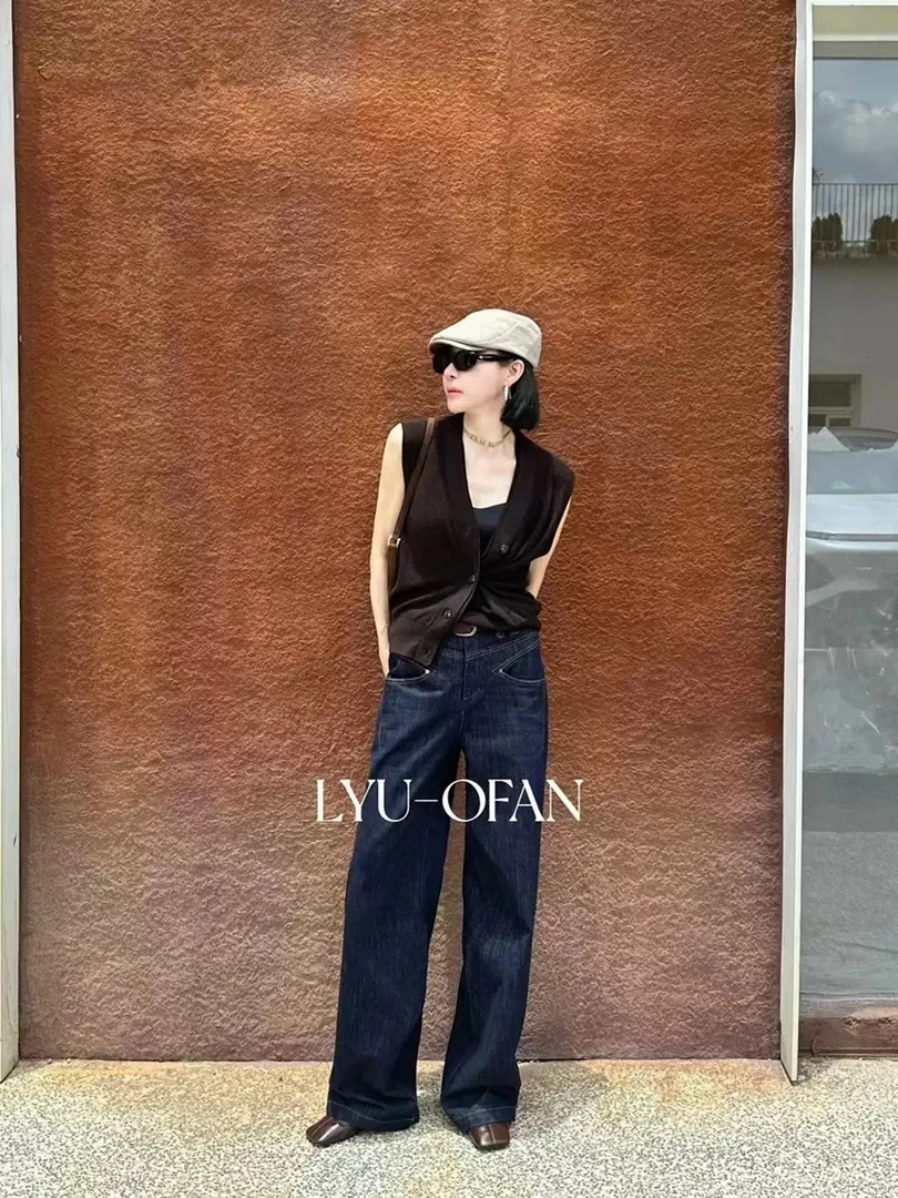 欧洲站2024秋冬新款OFAN深圳南油欧货极简风轻奢显瘦直筒牛仔裤