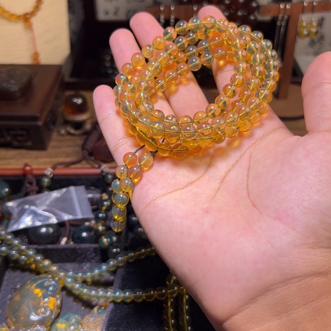 琥珀未镶嵌颈饰7mm蓝珀108