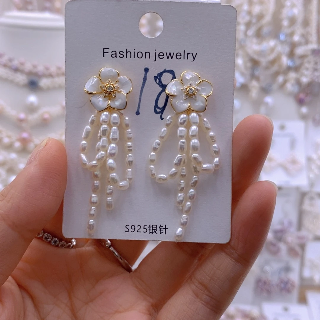 .***.耳饰银S925镶嵌淡水珍珠