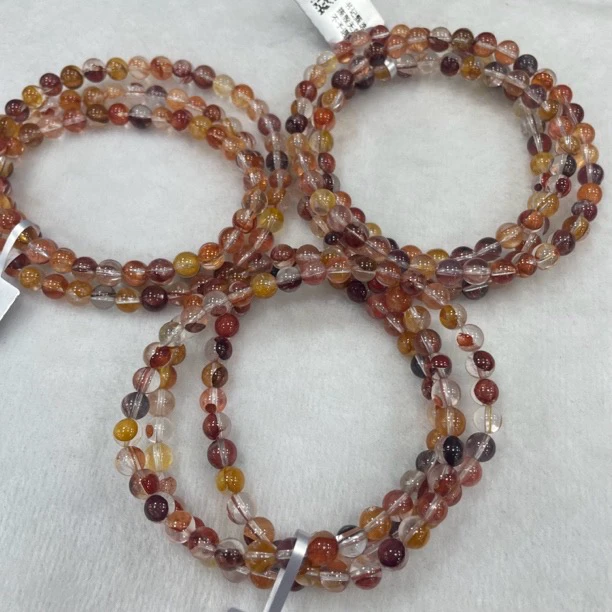 【书记甄选】天然红黄胶花三圈手链 多样性发一件 约5mm BB185