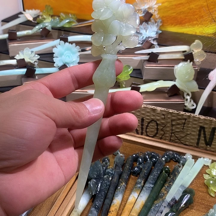 蛇纹石玉合金发饰