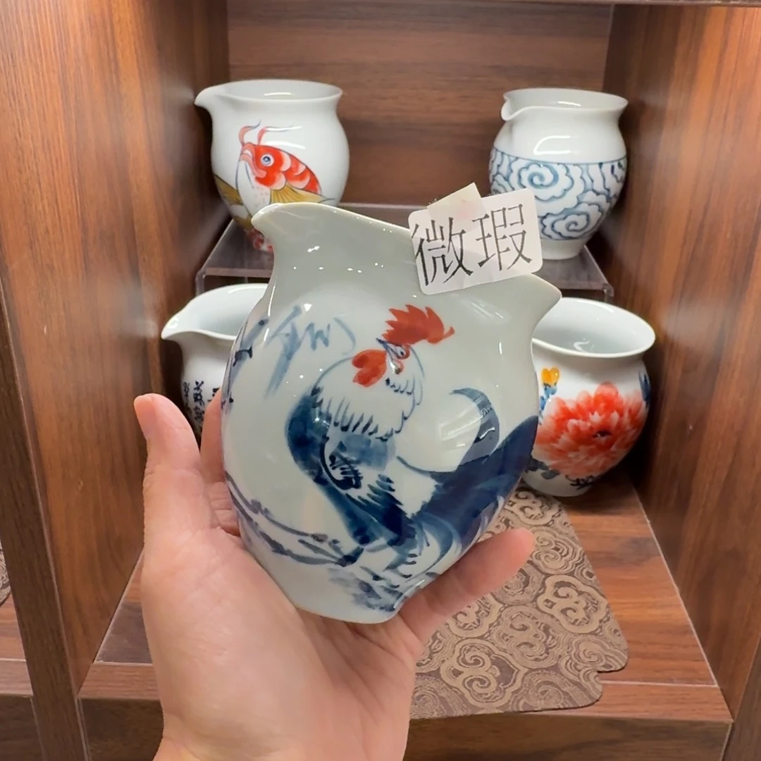 釉下手绘茶具微瑕