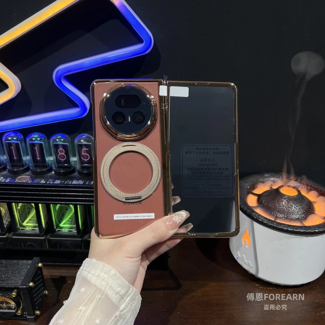 适用于荣耀magicv5手机壳v5旋转支架磁吸折叠屏保护套壳膜防窥