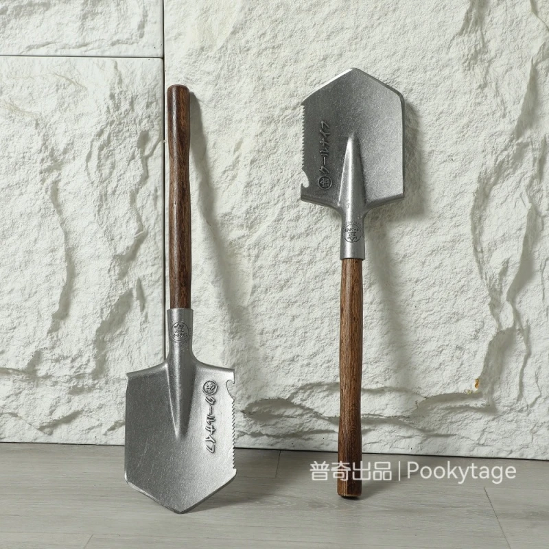 日本金字锹！外贸高品！高频淬火锰钢青钢木手柄铁锹露营工兵锹