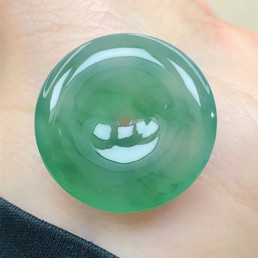 是缅甸天然a货翡翠珠宝玉石高端冰种飘花平安扣子吊坠裸石女直播z