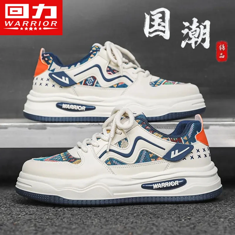 回力男鞋国风刺绣板鞋男士2025新款冬季时尚百搭厚底运动休闲潮鞋