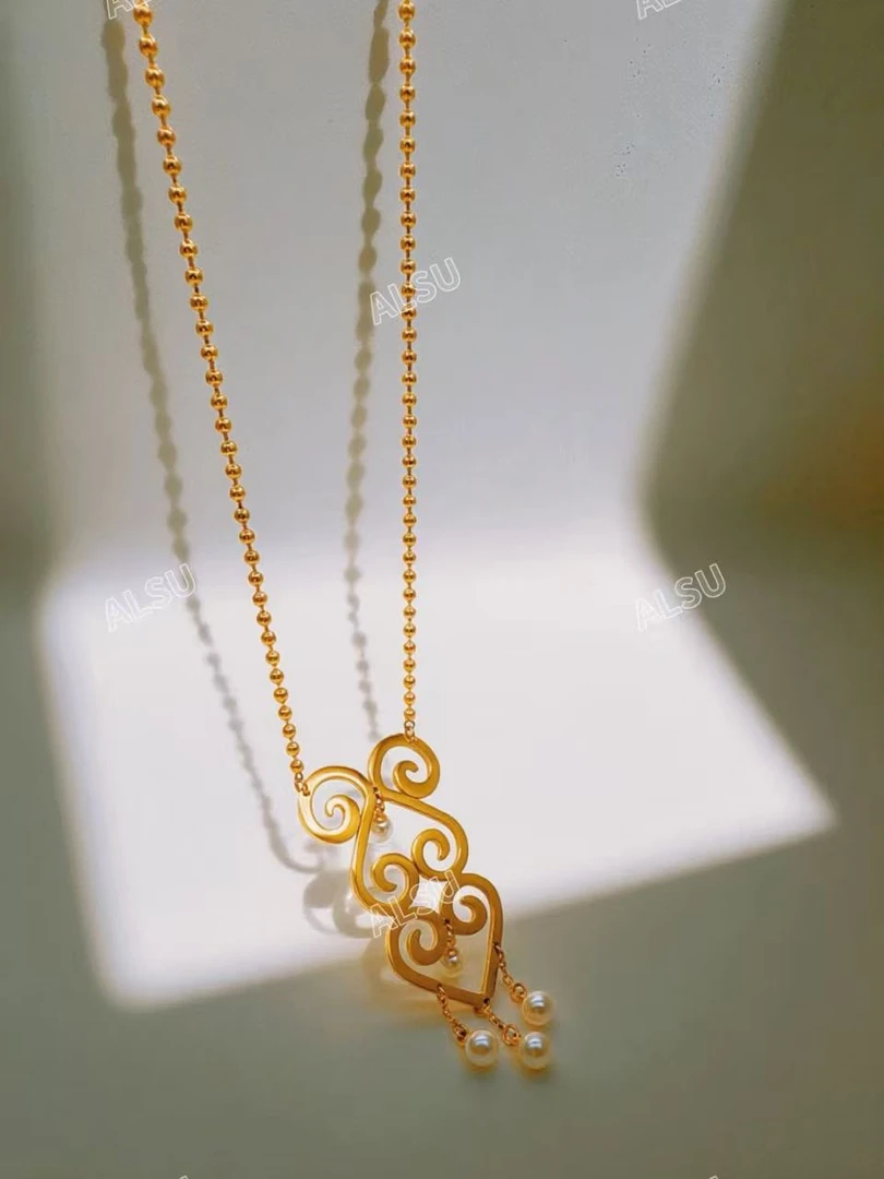 合金项链 ALSU原创经典款民族风镂空轻奢毛衣链时尚复古百搭气质