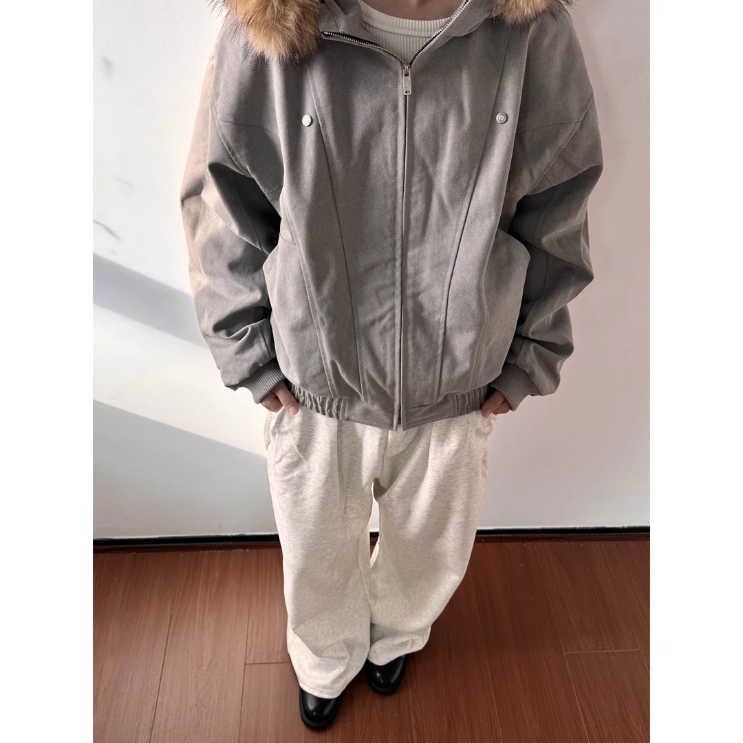 【善九千】座山狮银狐可拆卸毛领座山雕连帽水洗军帆布夹克男女外套