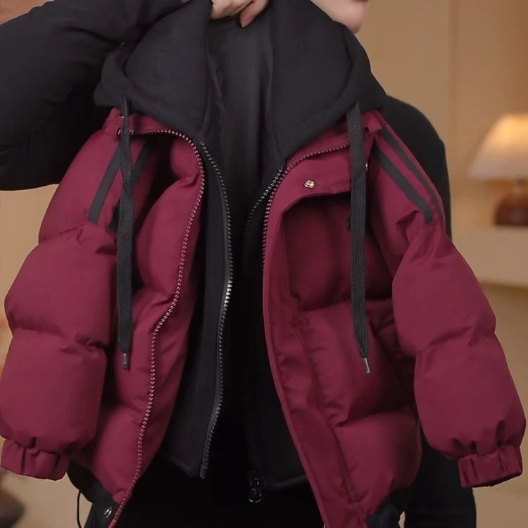 【拜年服超厚实过冬】男童女童冬季韩版假两件卫衣连帽棉服宝宝棉袄