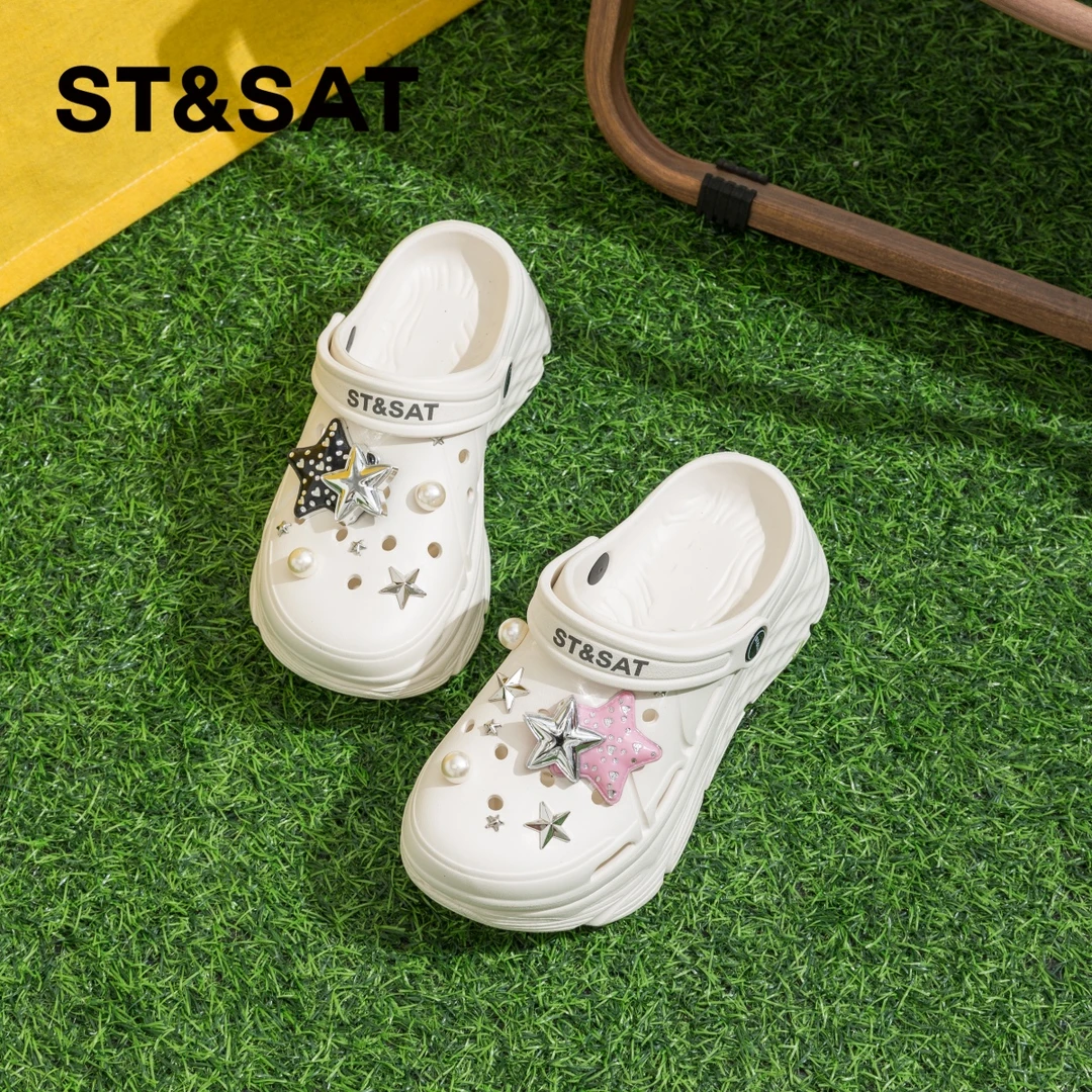 星期六洞洞鞋外穿女款2025新款夏季配裙子沙滩鞋厚底包头轻奢凉鞋