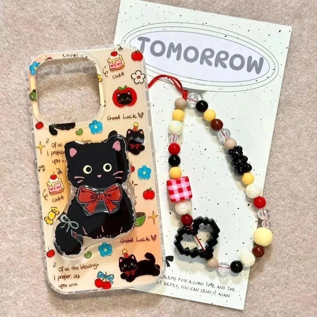 甜品黑猫适用华为mate60苹果oppo小米15/14/13pro防摔vivo手机壳