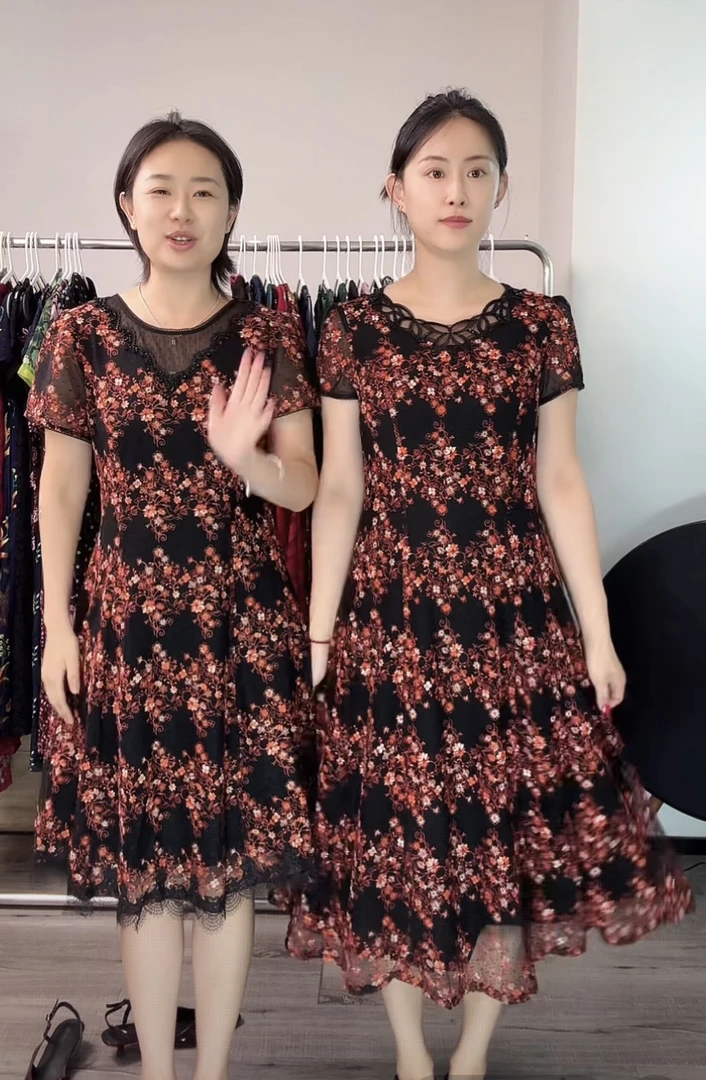 【抢拍】【2】【夏季专用】夏季花色雪纺连衣裙女印花荷叶边中长裙a字裙
