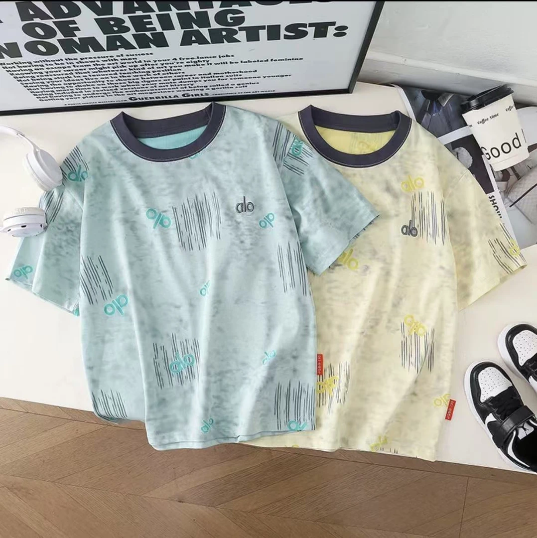 儿童夏季短袖男童韩版百搭t恤宝宝洋气宽松晕染水洗男宝短袖t恤