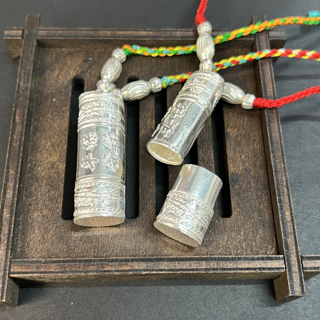 非金属棉绳项链 足银999  潮汕平安符 大号 项链银制品