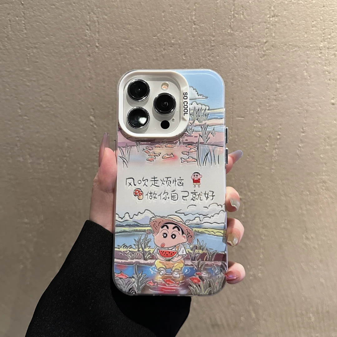 吃瓜小新适用苹果/华为/荣耀/OPPO/VIVO/小米手机壳支架防摔全包