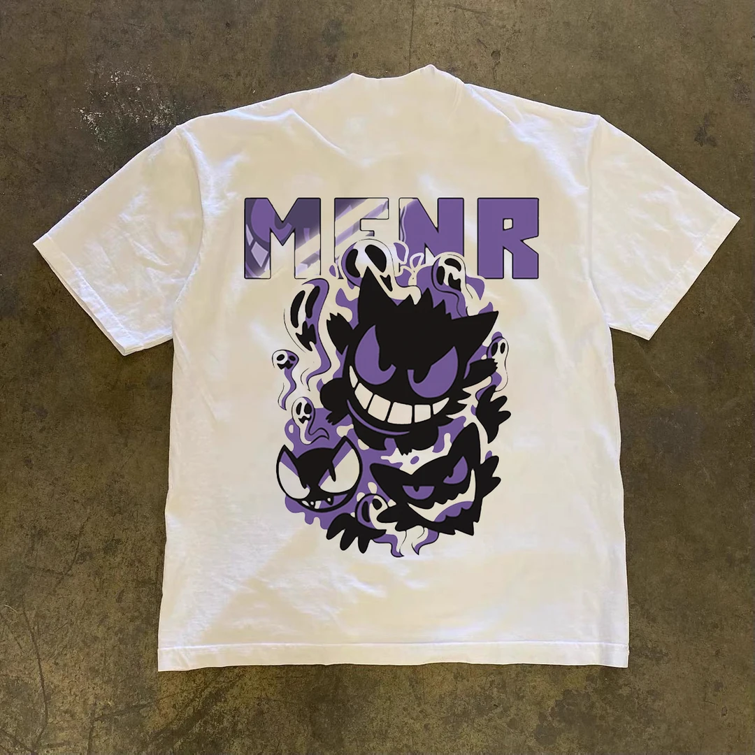 潮流痞帅重磅印花短袖T恤青年男款2025夏季ins潮牌宽松圆领上衣潮