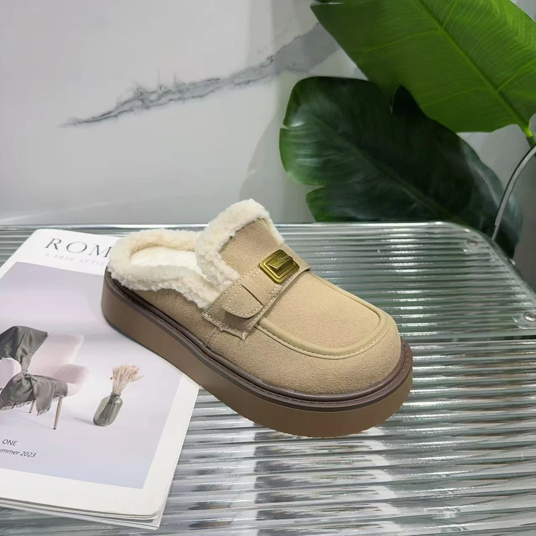 秋冬休闲款法式拖鞋女新款配裙子包头拖鞋9597