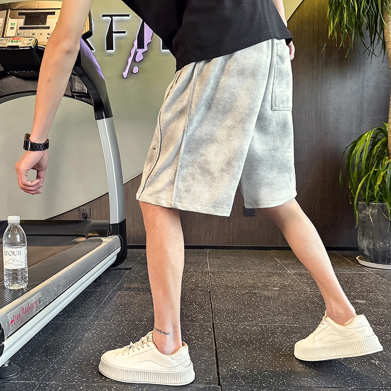 夏季休闲短裤男ins潮牌网红脏脏裤宽松直筒五分裤外穿薄款大裤衩