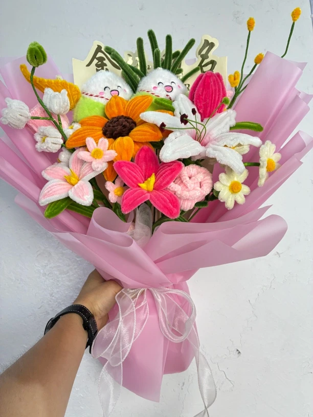 （九八五款）扭扭棒一举高棕成品手工花束