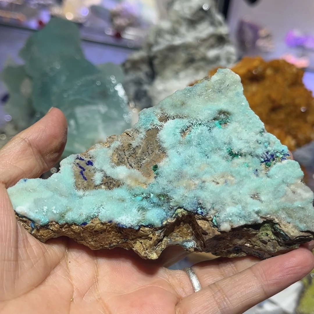 爱***）石材蓝铜蓝纹标本