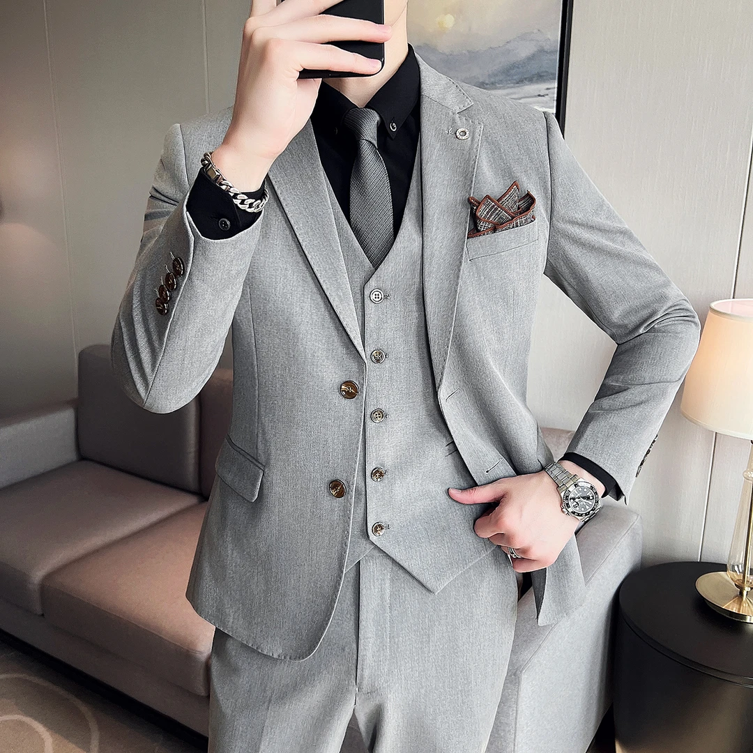 特价男士韩版休闲修身弹力面料西服套装商务职业新郎帅气正装