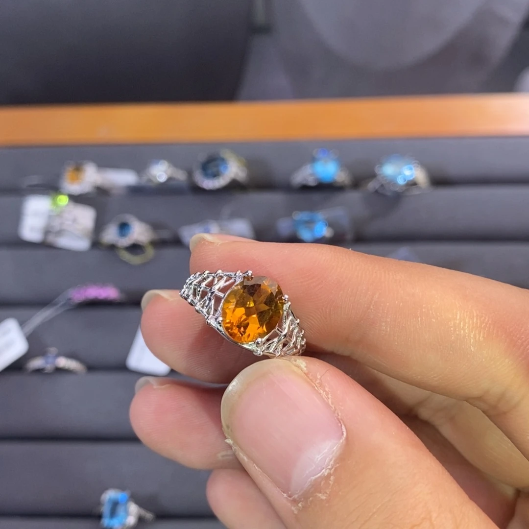 水晶戒指银S925镶嵌你**界圈口尺寸可调节