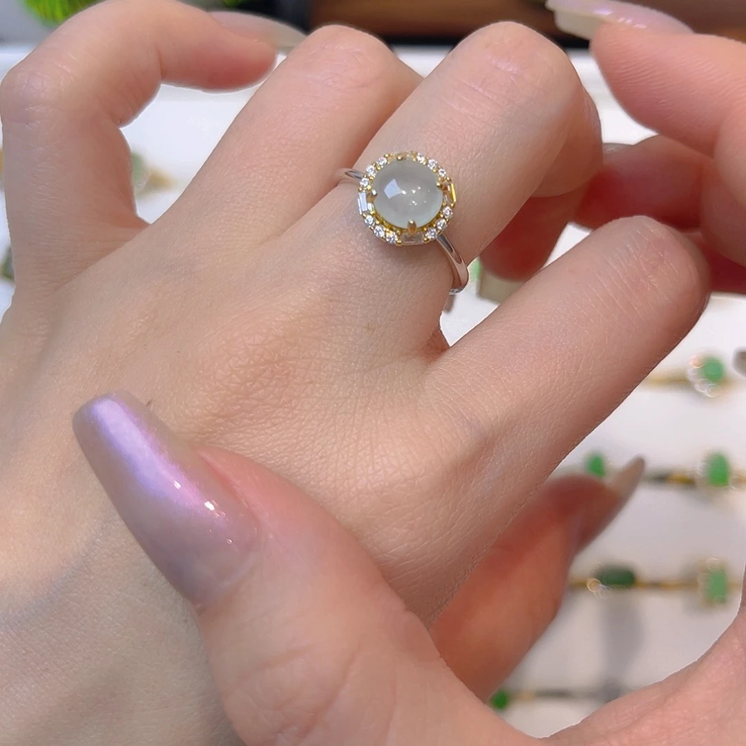 翡翠戒指银S925镶嵌我