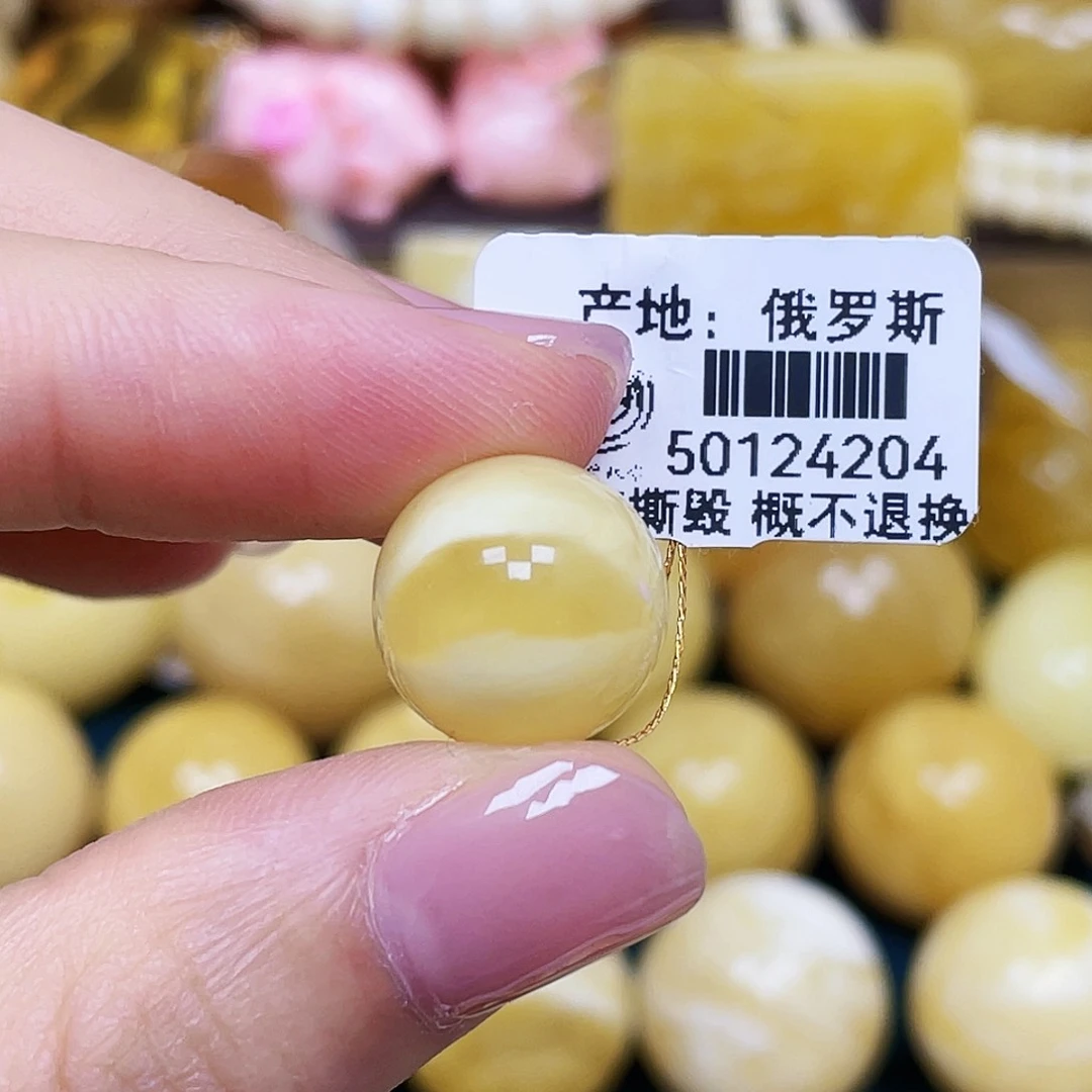 未镶嵌琥珀珠宝奇石13.9mm.圆珠.瑕