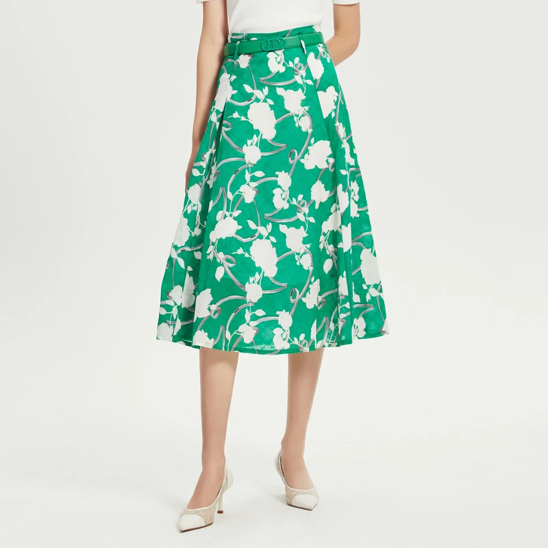 芭蒂娜轻熟裙子装剪影花卉立裁半身裙132S187下架