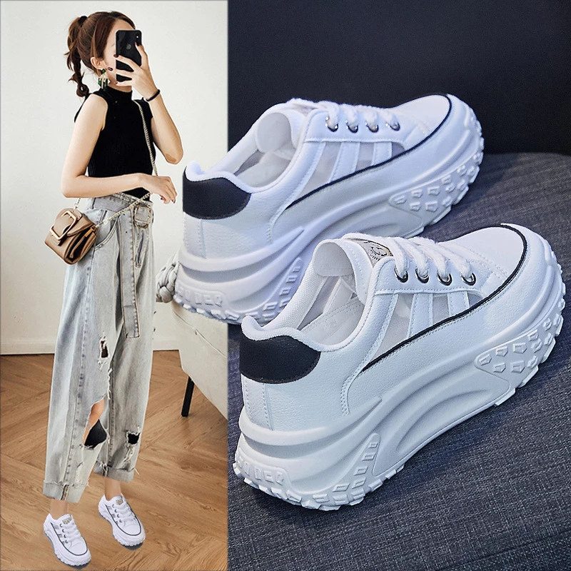 流行韩版夏季新款老爹女鞋学生透气网鞋运动鞋厚底增高休闲鞋