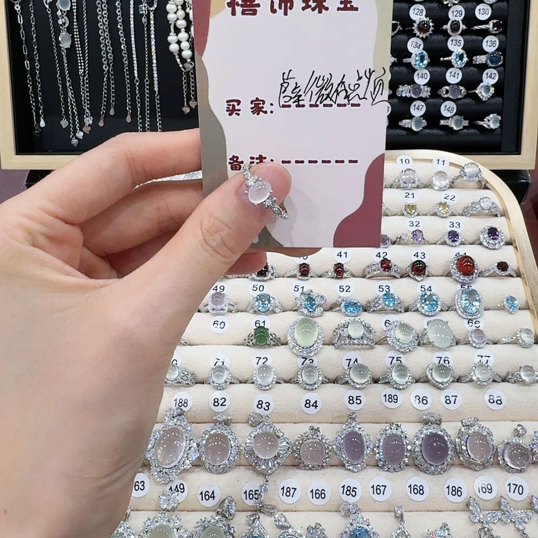 蛇纹石玉银S925镶嵌戒指戒指