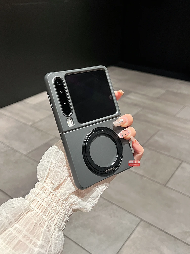 适用华为purax手机壳电镀磨砂Pocket 2超薄旋转支架小米mixflip2