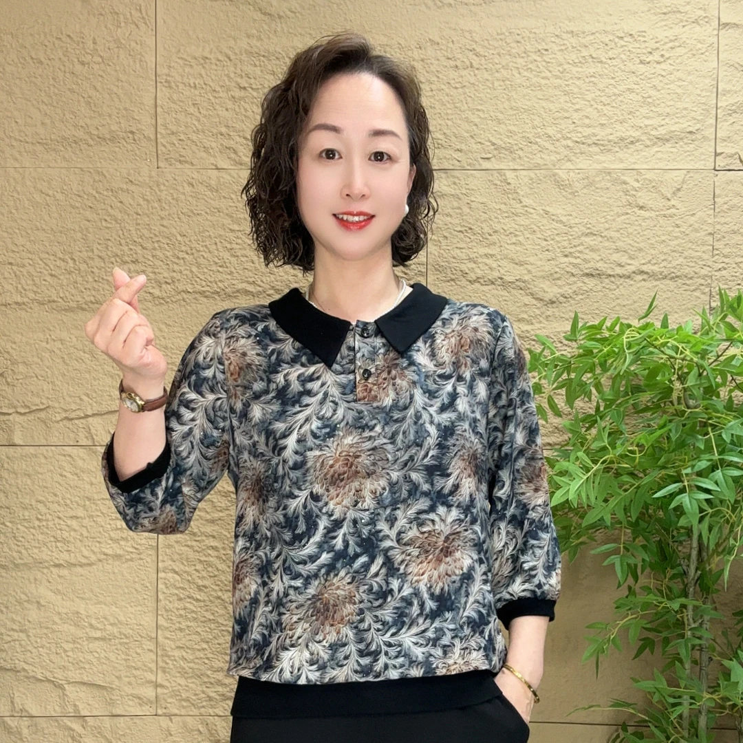 妈妈装流行欧若拉时尚潮牌女装宽松夏装女士独特薄款小衫休闲短袖