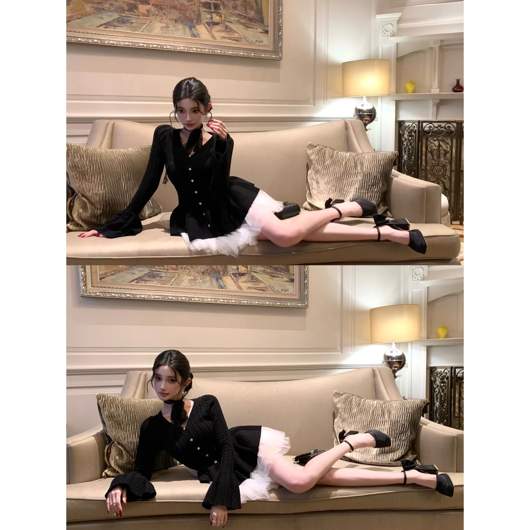Barb Chill 千金感毛织喇叭袖上衣初秋新款