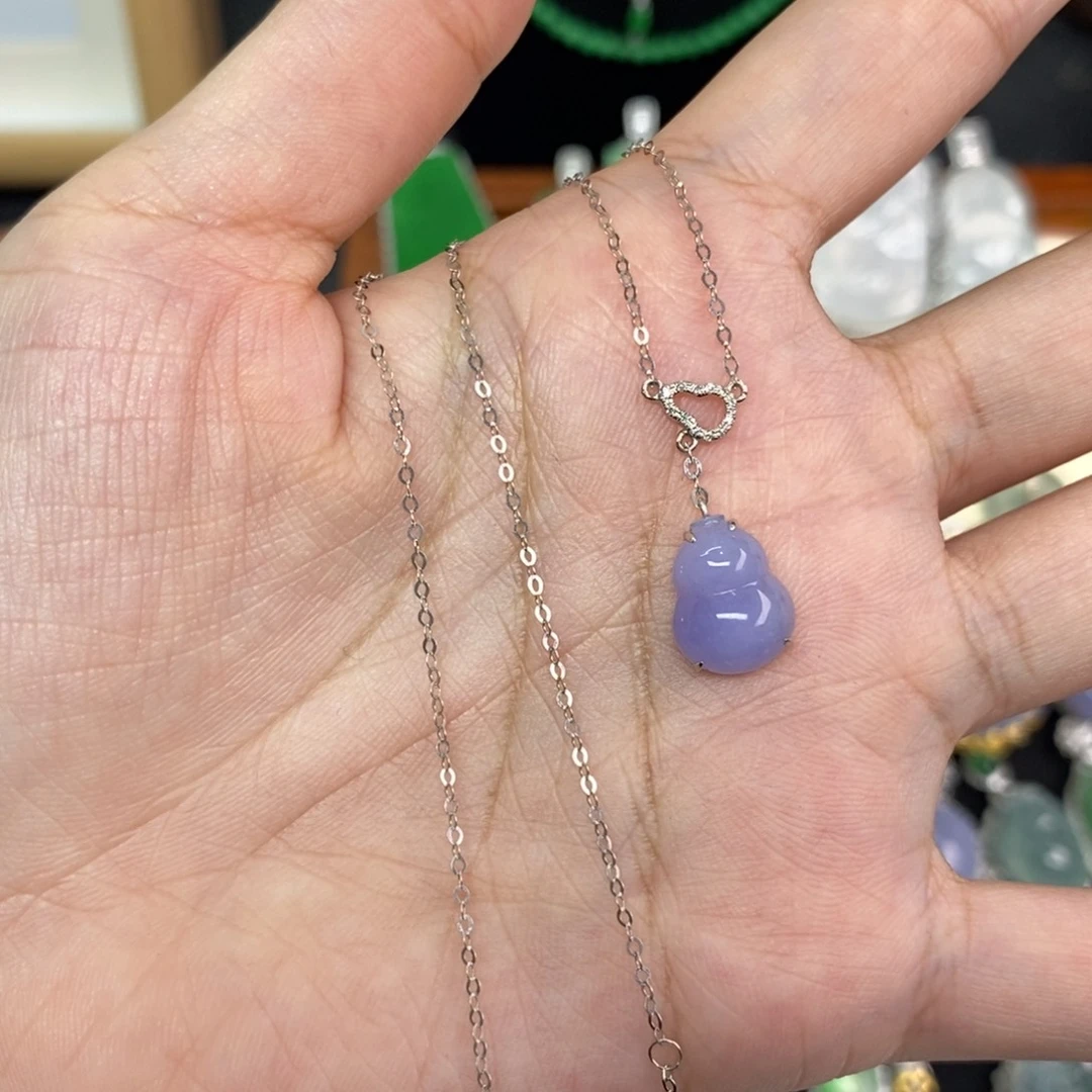 翡翠18K金镶嵌颈饰A货翡翠