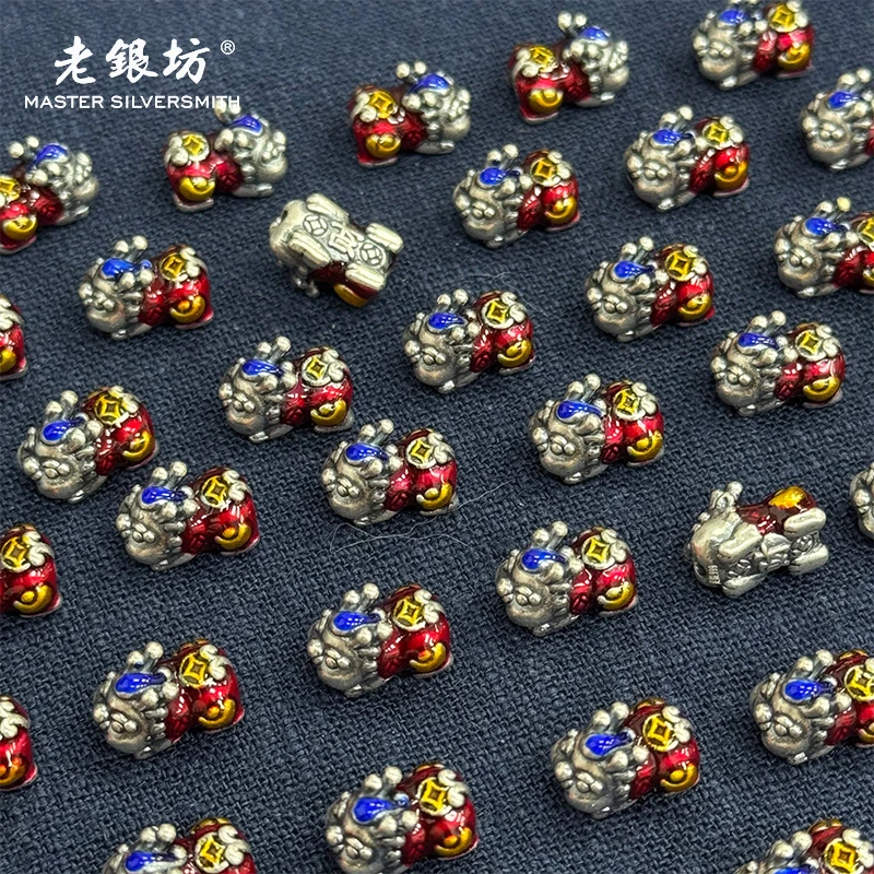 老银坊 吊坠足银 红迷你貔貅路路通 890158 多样性发货 发其一