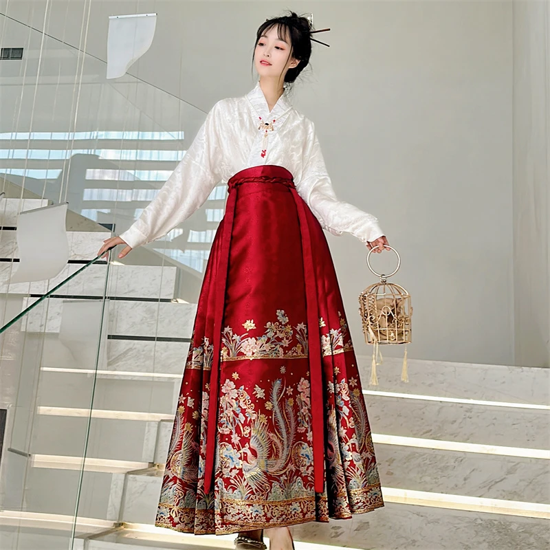 梦兰吟原创【凤羽】汉元素明制织金仿妆花马面裙春夏新款【李小丹】