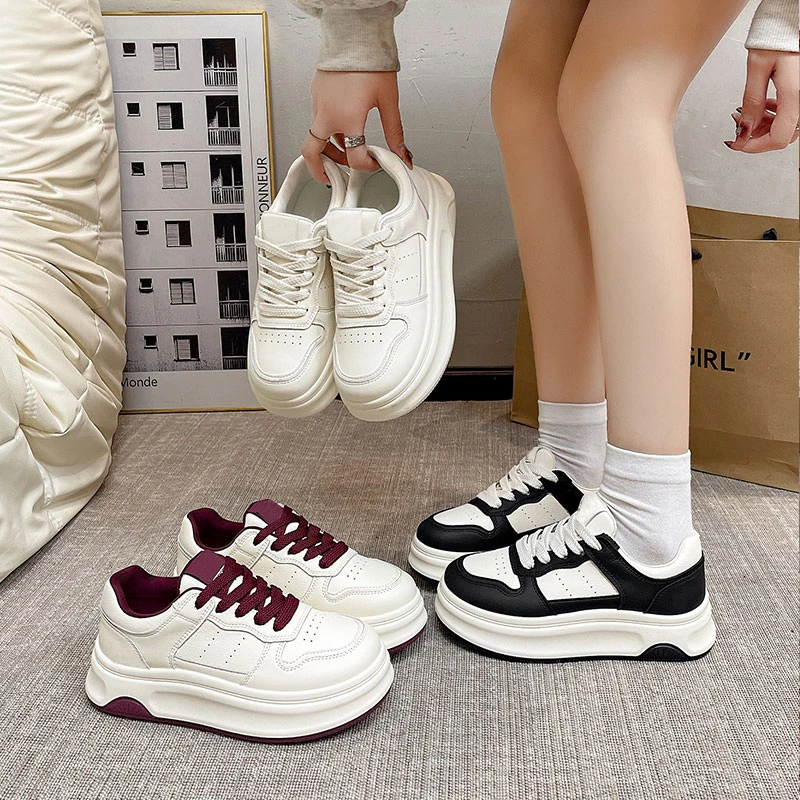 厚底小白鞋女2025年春季新款百搭小个子运动休闲板鞋P6218