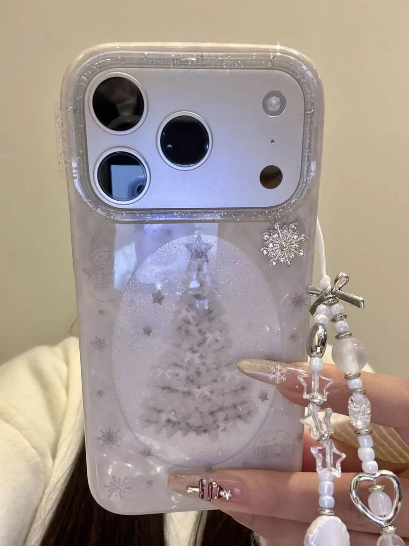冬季治愈系镂空白圣诞树适用于iphone17promax苹果16手机壳15新款