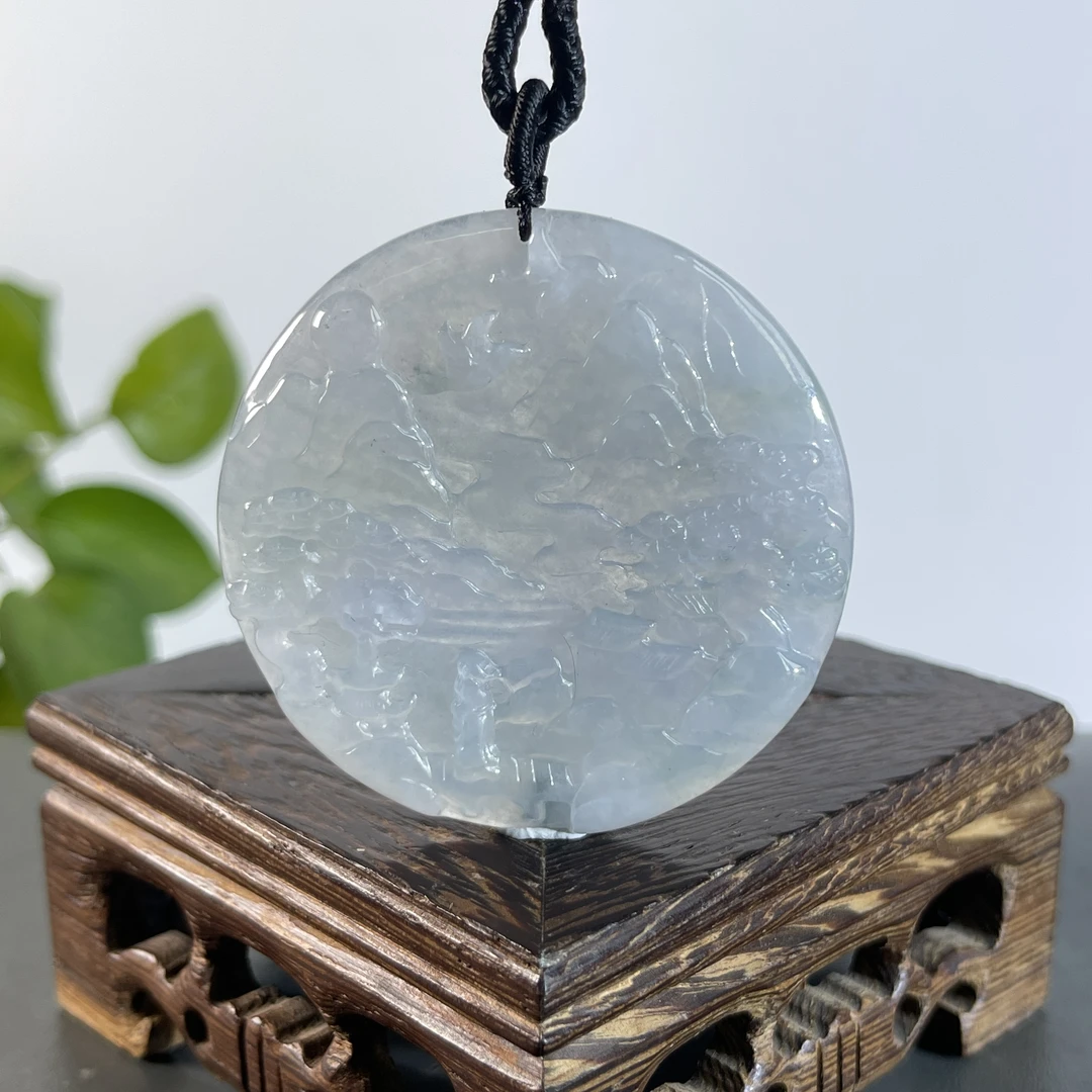 JXW26-82 天然缅甸A货翡翠  山水牌