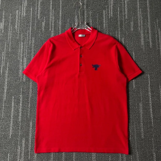 99新 DIOR/迪奥 牛头刺绣logo纯色polo短袖/XL码/2937