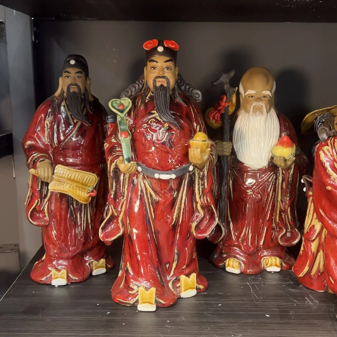 福禄寿纯手工制作石湾陶艺