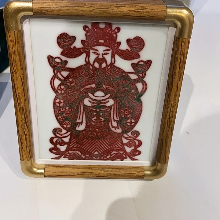 摆件财神爷瓷板画釉里红