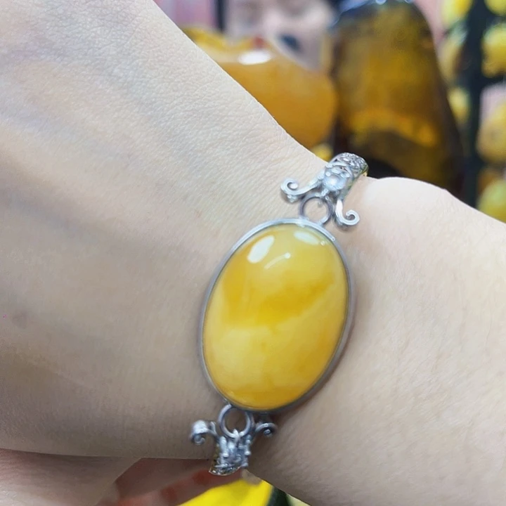 琥珀银S925镶嵌颈饰手镯